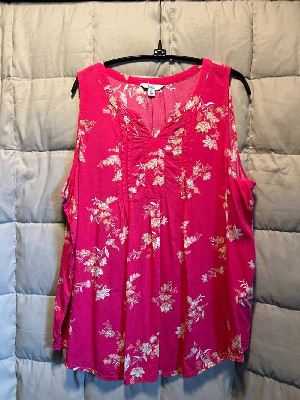 Vibrant Pink Floral Sleeveless Blouse